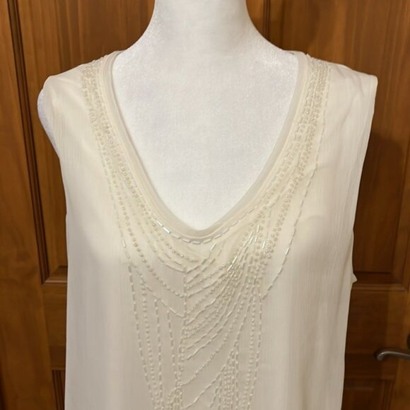 Coldwater Creek Cream Beaded Tank Size L - Picture 2 of 3